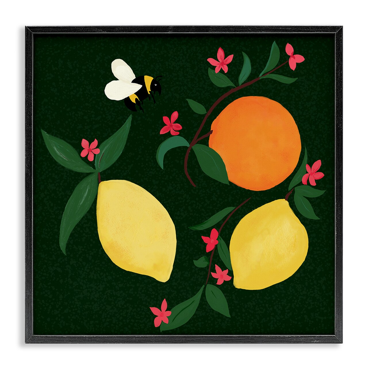 Stupell Industries Citrus & Bumble Bee Framed Giclee Wall Art Design by Michelle Ingari Designs